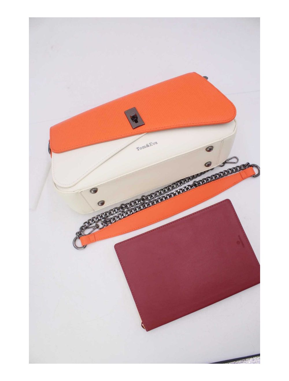 tom&eva Sac Bandoulière Avec Rabat Asymétrique 24B-6109-White/Orange