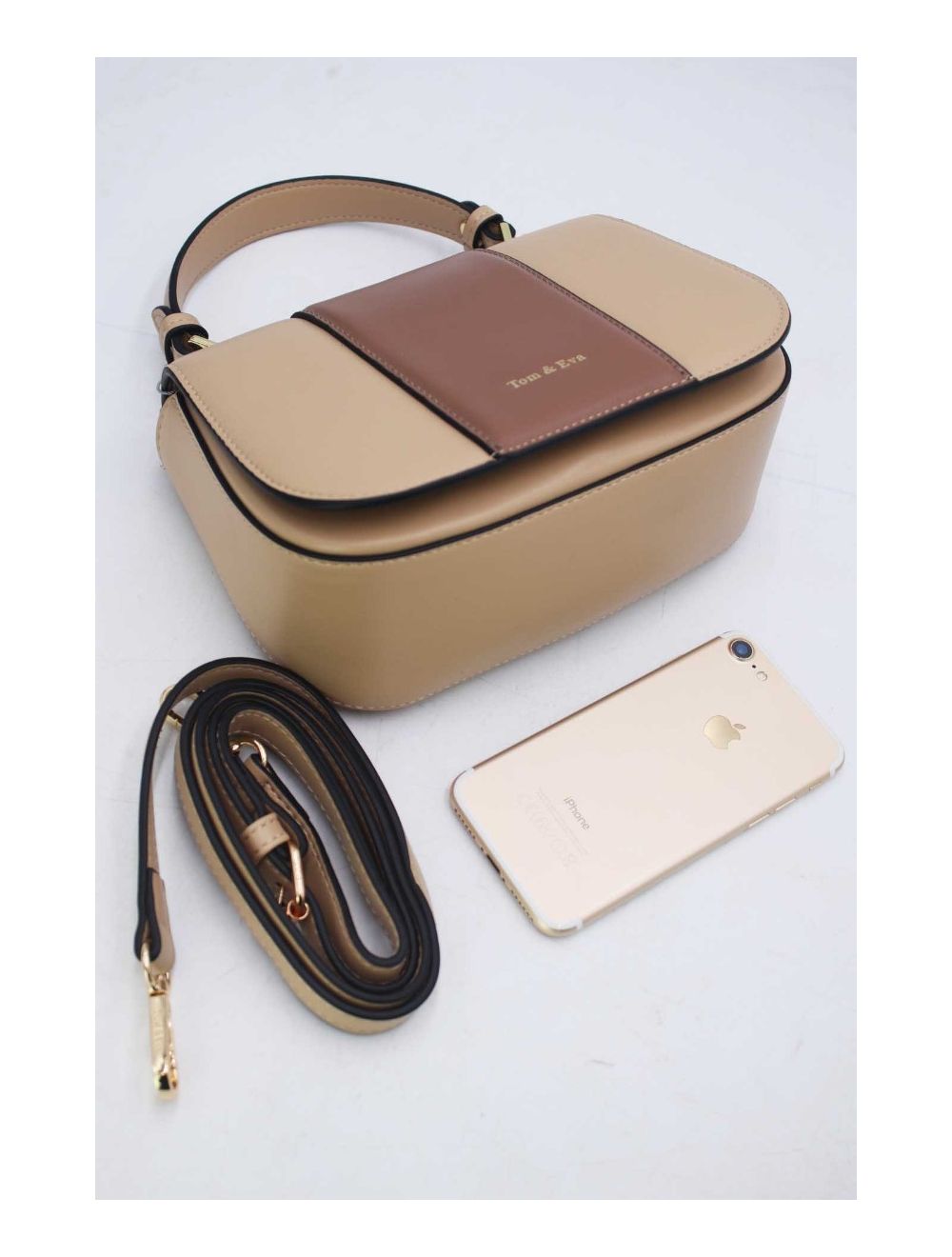 Tom&eva Sac Bandoulière Bicolores 24B-5977-Apricot/Taupe