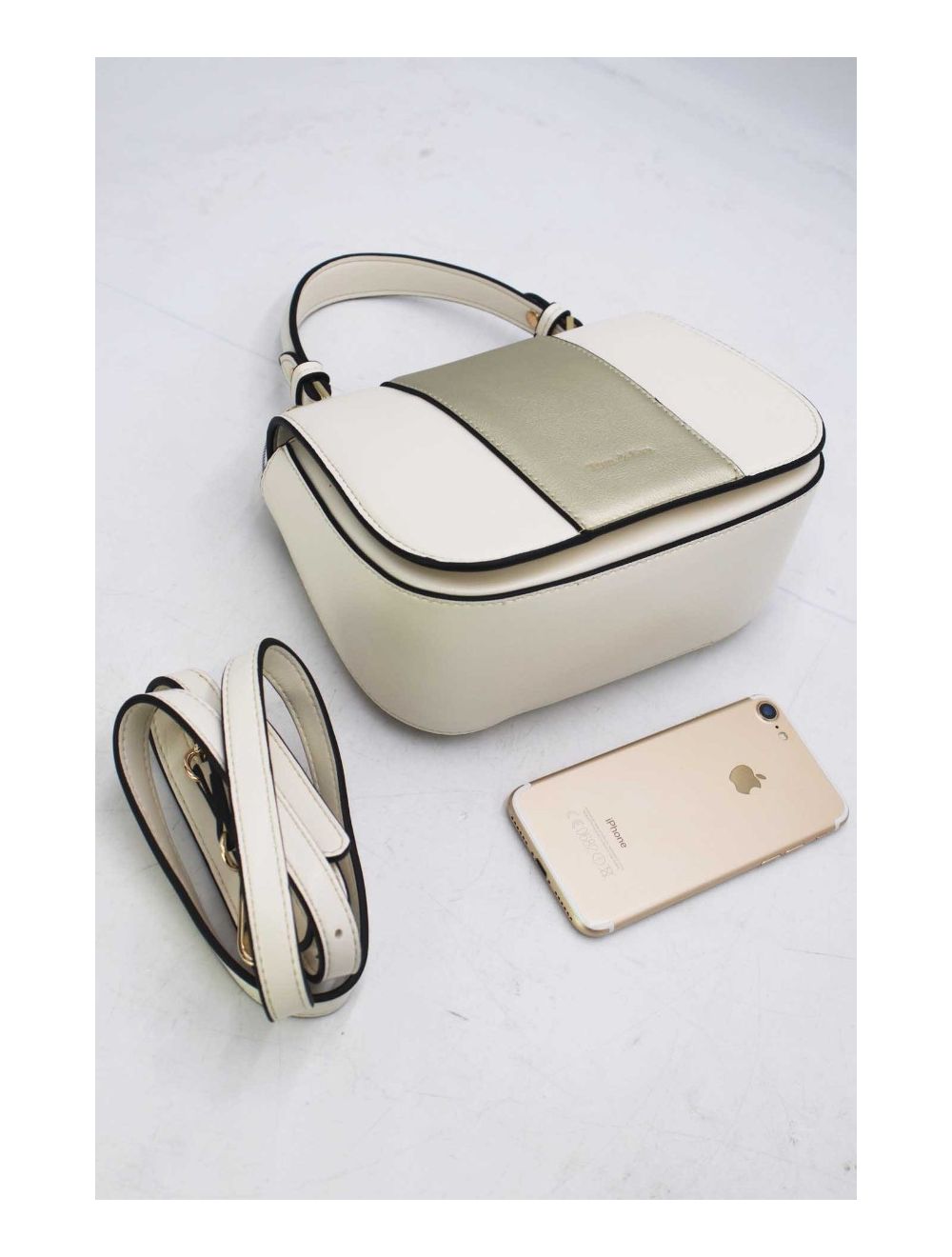 tom&eva Sac Bandoulière Bicolores 24B-5977-Beige/Gold