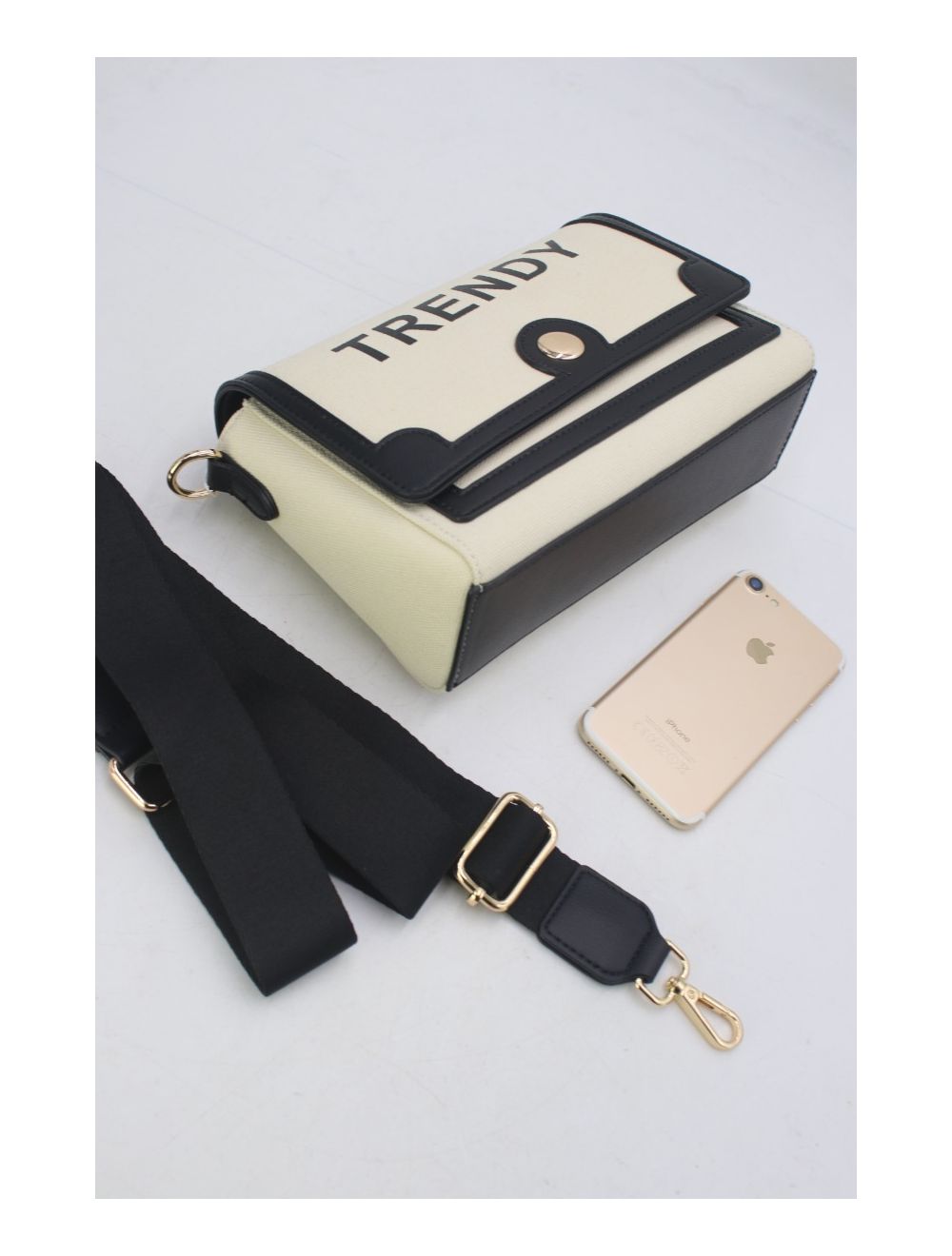 tom&eva Sac Bandoulière Effet Tissu 24P-6089-Beige/Black