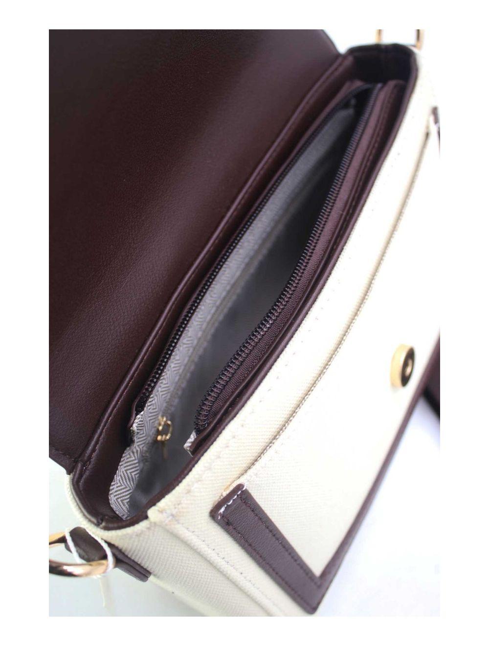 tom&eva Sac Bandoulière Effet Tissu 24P-6089-Beige/Coffee