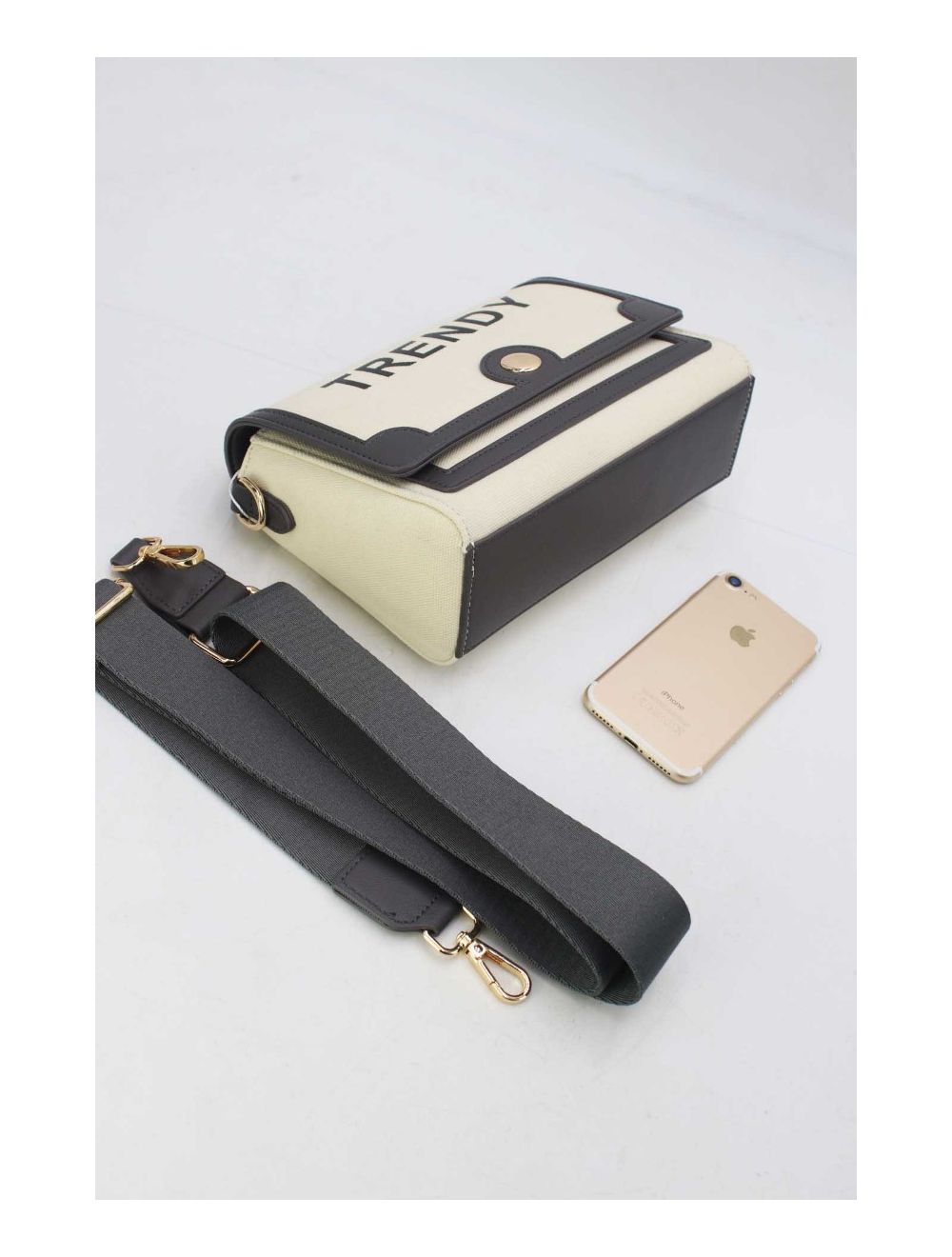 tom&eva Sac Bandoulière Effet Tissu 24P-6089-Beige/Grey