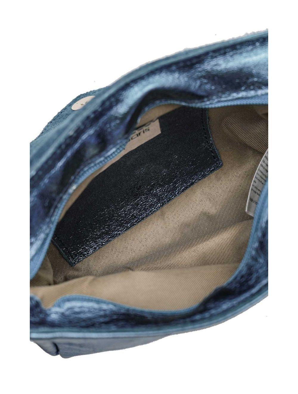 tom&eva Sac Bandoulière en Croûte de Cuir Vachette Métalisé 4136 AMBRINE-BLEU METAL