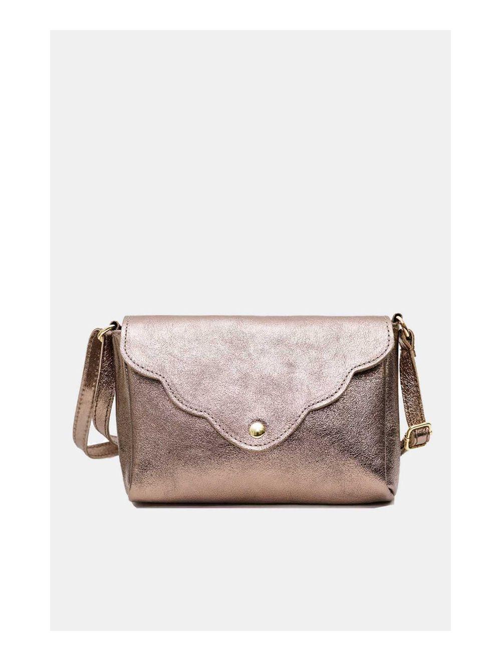 Tom&eva Sac Bandoulière En Croûte De Cuir Vachette Métalisé 4136 AMBRINE-ETAIN