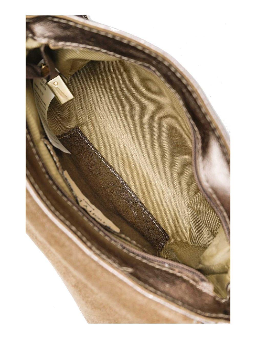 tom&eva Sac Bandoulière en Croûte de Cuir Vachette Métalisé 4136 AMBRINE-ETAIN