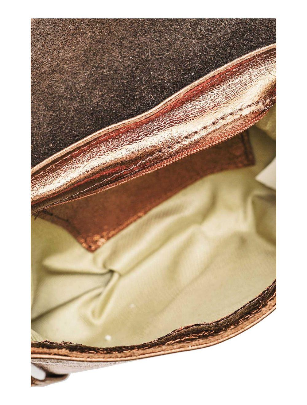 tom&eva Sac Bandoulière en Croûte de Cuir Vachette Métalisé 4136 AMBRINE-BRONZE