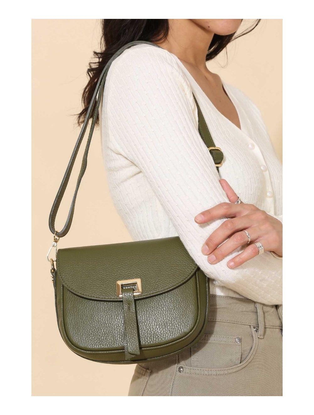 tom&eva Sac Bandoulière En Cuir Vachette Grainée 4143 FANTINE-Kaki