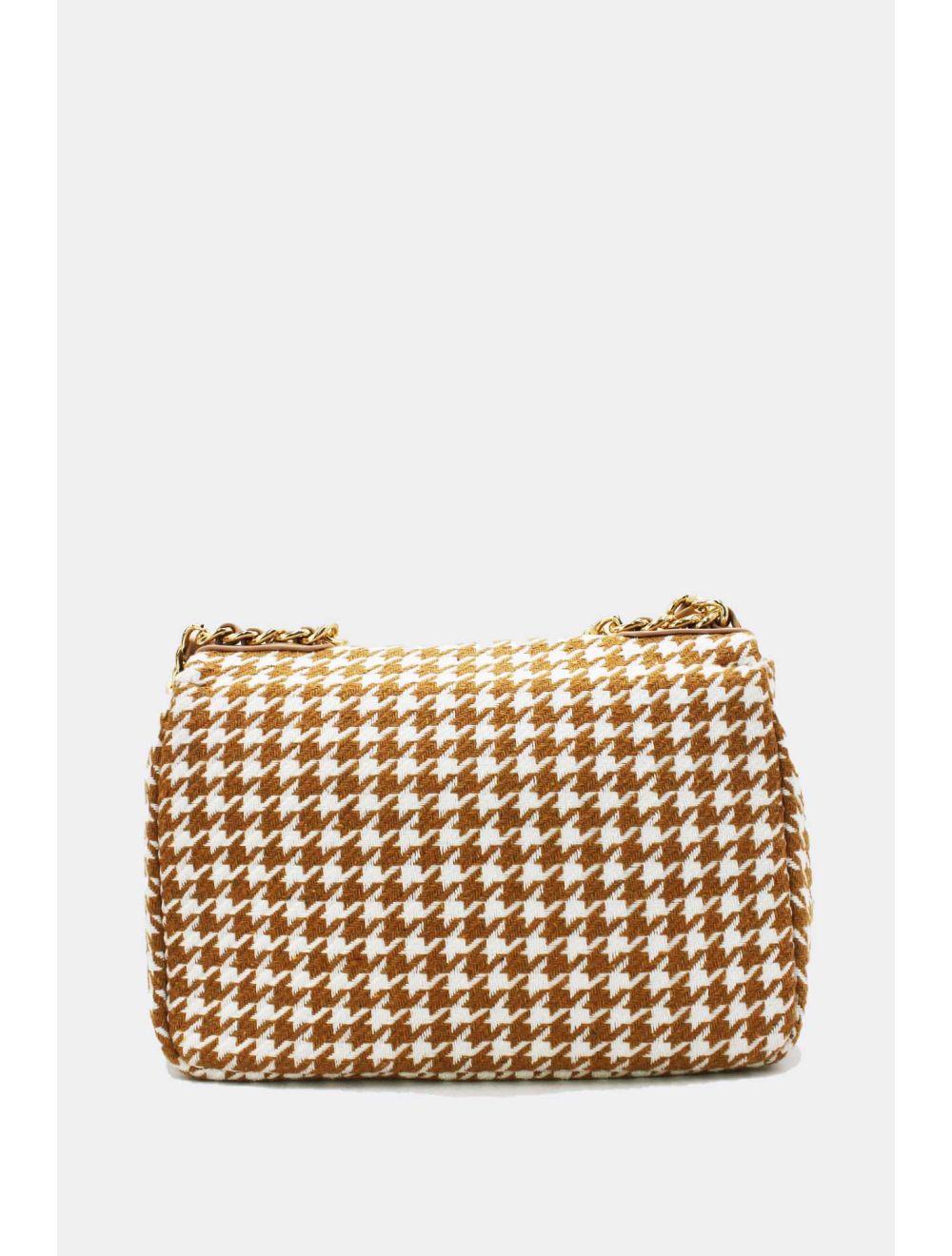 Tom&eva Sac Bandoulière En Tweed Pied-de-poule-21P-5288-Abricot