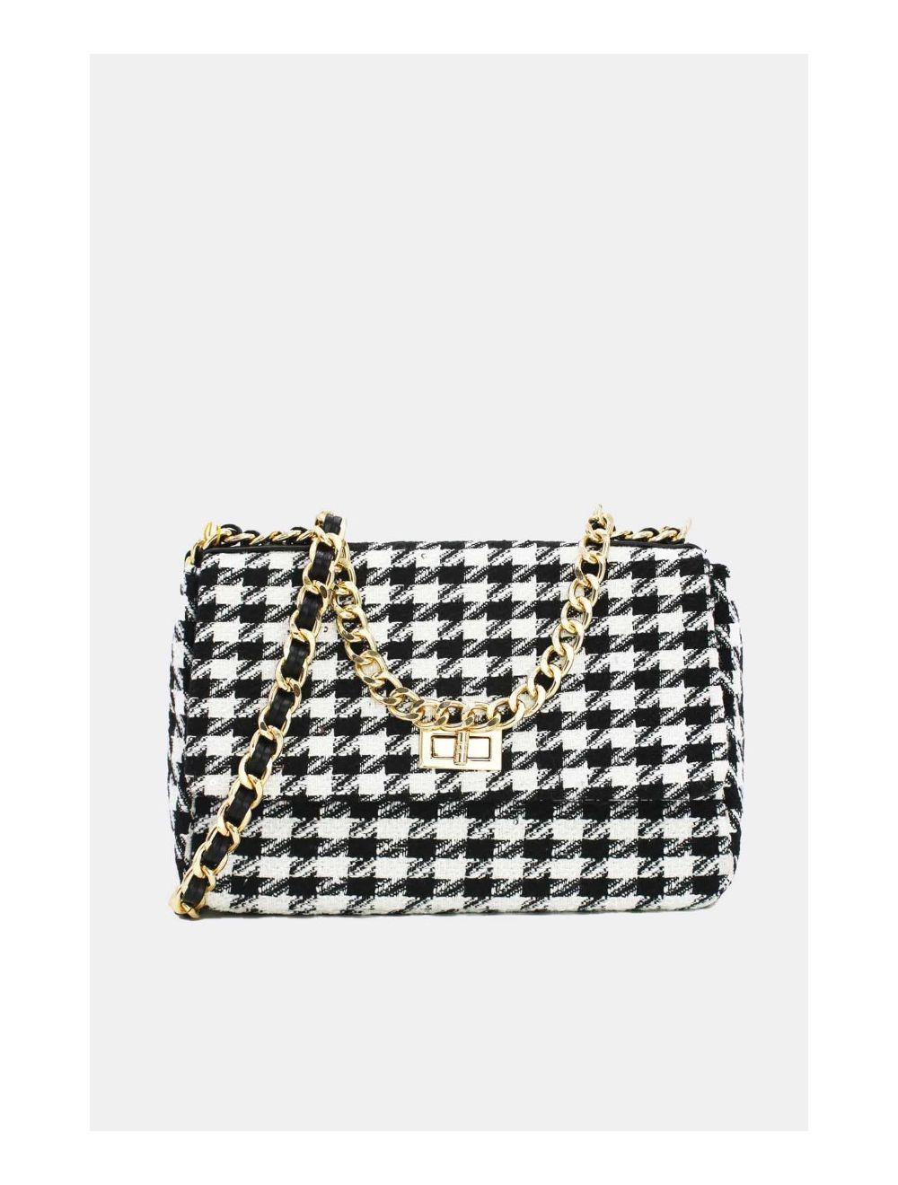 tom&eva Sac Bandoulière En Tweed Pied-de-poule-21P-5288M-Black/White