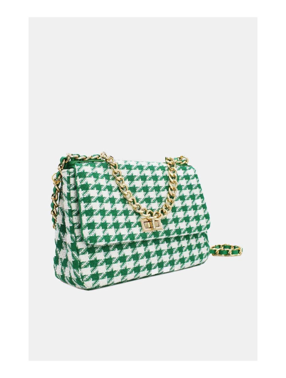 Tom&eva Sac Bandoulière En Tweed Pied-de-poule-21P-5288M-L.Green
