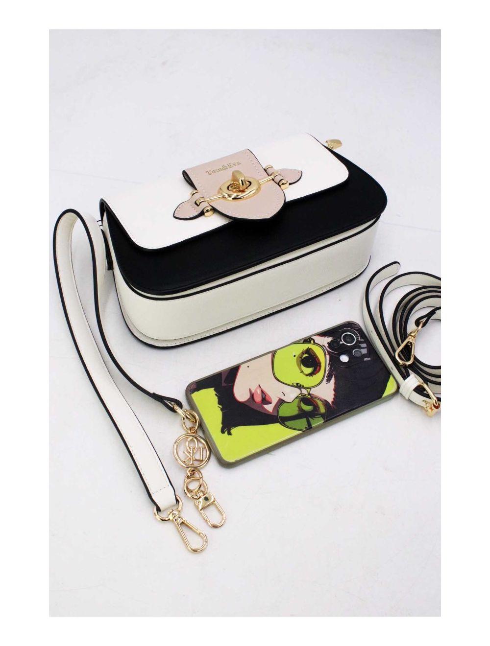 tom&eva Sac Bandoulière Fermeture Métallique 24B-5892-Black/White