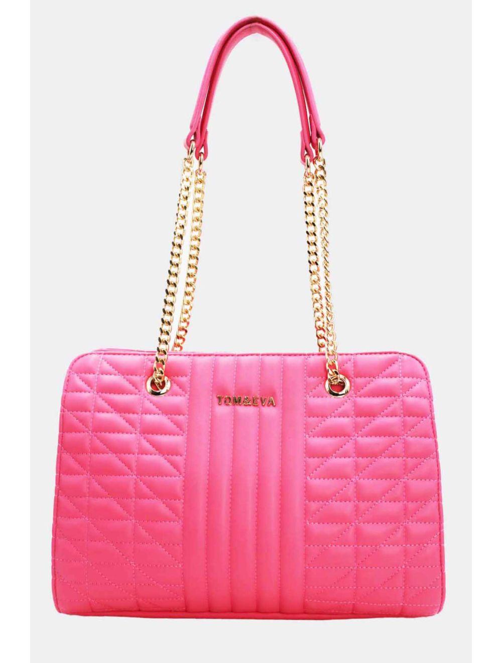 tom&eva Sac Bandoulière Matelassé avec Poche Tablette 13"-6915-Pink