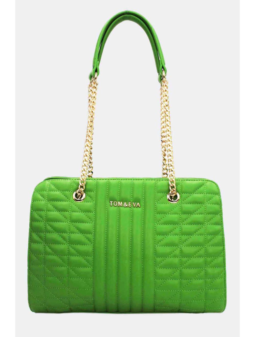 tom&eva Sac Bandoulière Matelassé avec Poche Tablette 13"-6915-Green