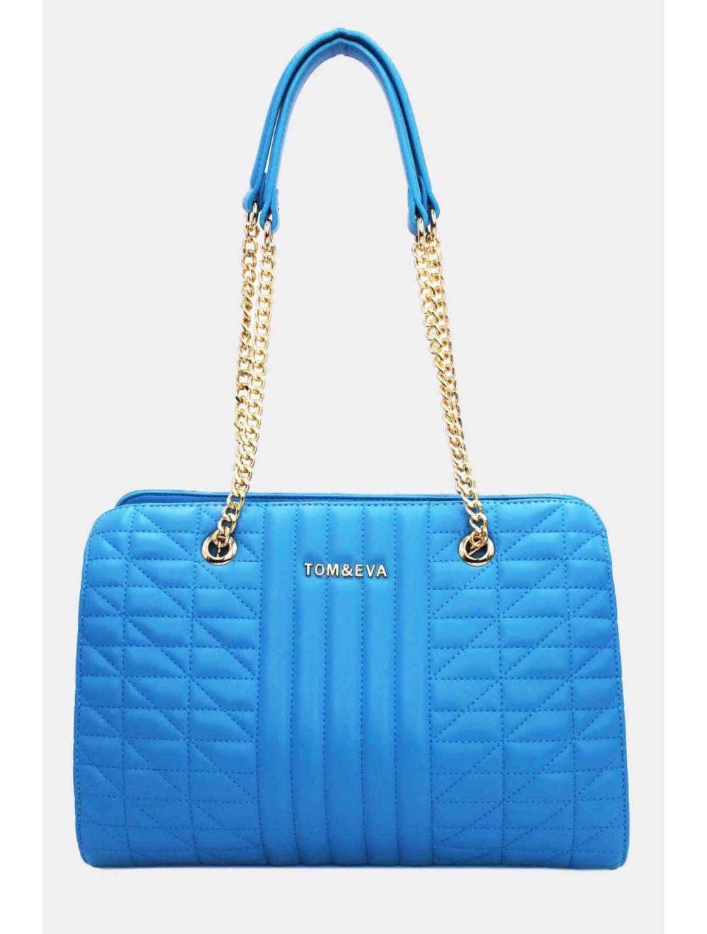 tom&eva Sac Bandoulière Matelassé avec Poche Tablette 13"-6915-Blue