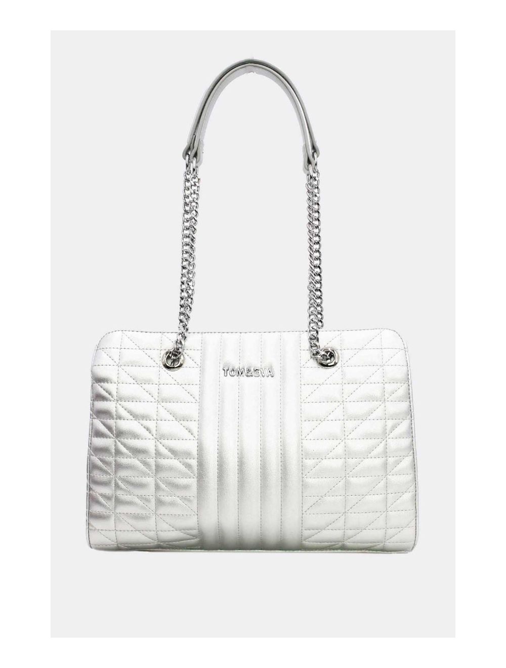 tom&eva Sac Bandoulière Matelassé avec Poche Tablette 13"-6915-Silver