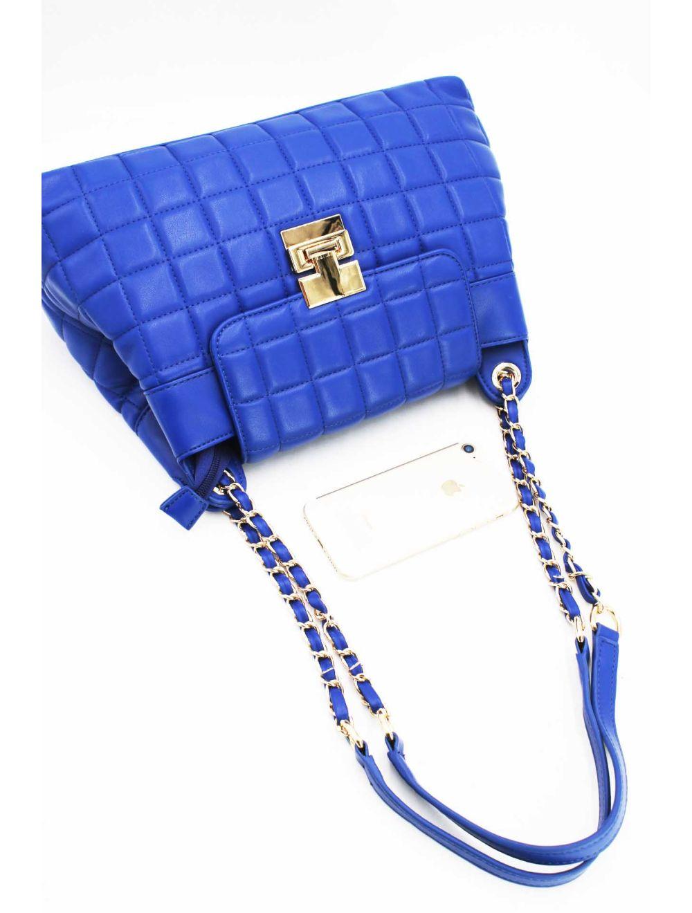 Tom&eva Sac Bandoulière Matelassé Double Porté-6850-Bleu