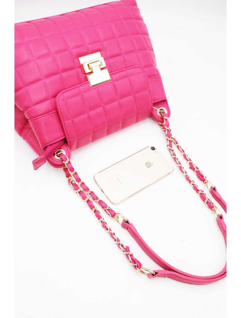 Tom&eva Sac Bandoulière Matelassé Double Porté-6850-Rose