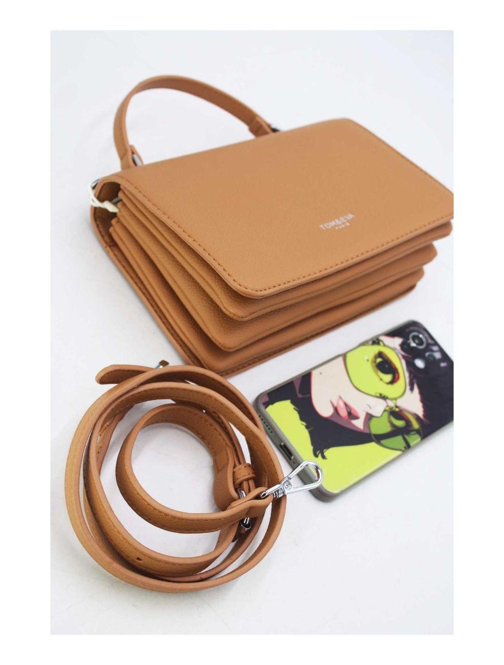 Tom&eva Sac Bandoulière Minimaliste Effet Cuir Grainé 24P-6087-Marron