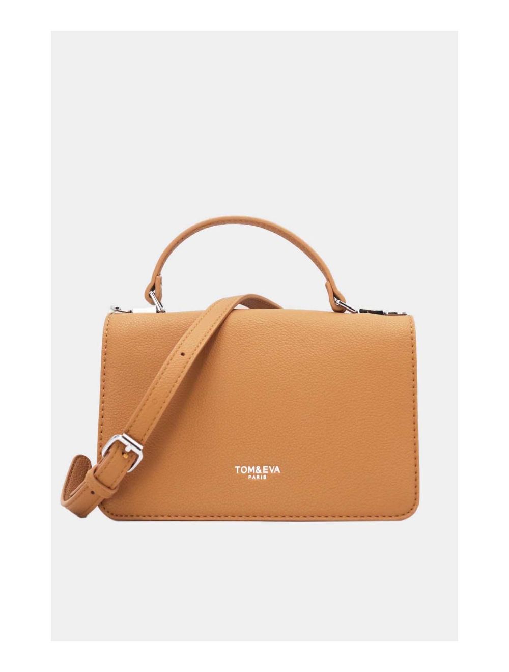 tom&eva Sac Bandoulière Minimaliste Effet Cuir Grainé 24P-6087-Marron