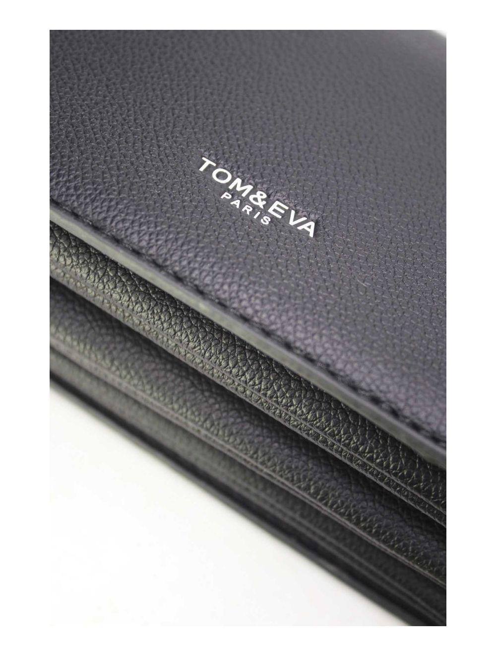 tom&eva Sac Bandoulière Minimaliste Effet Cuir Grainé 24P-6087-Noir