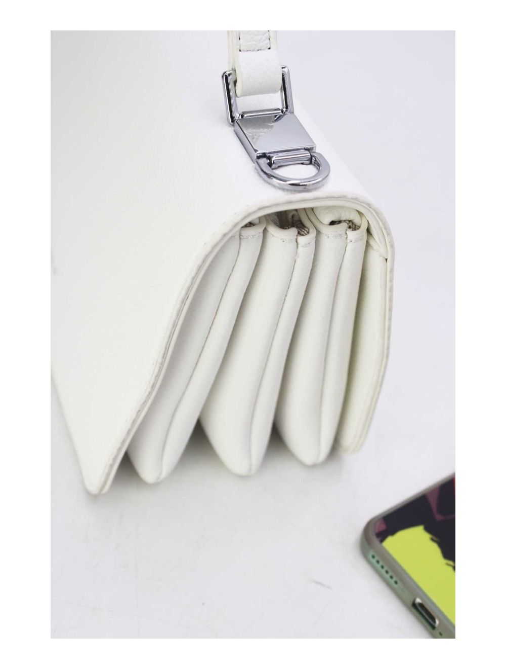 tom&eva Sac Bandoulière Minimaliste Effet Cuir Grainé 24P-6087-Blanc