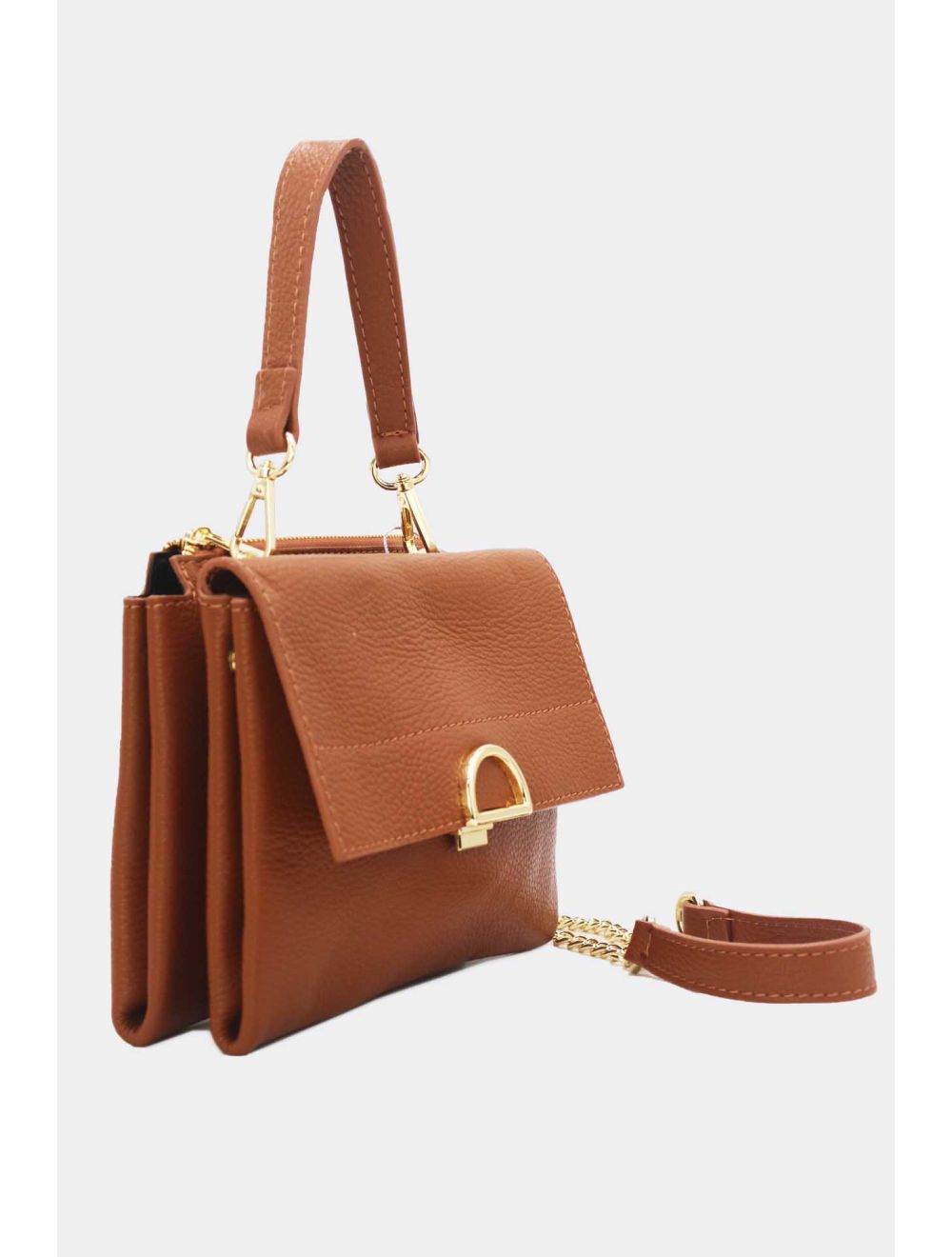 Tom&eva Sac Besace Croûte Cuir De Vachette Grainée 24C-911-Camel