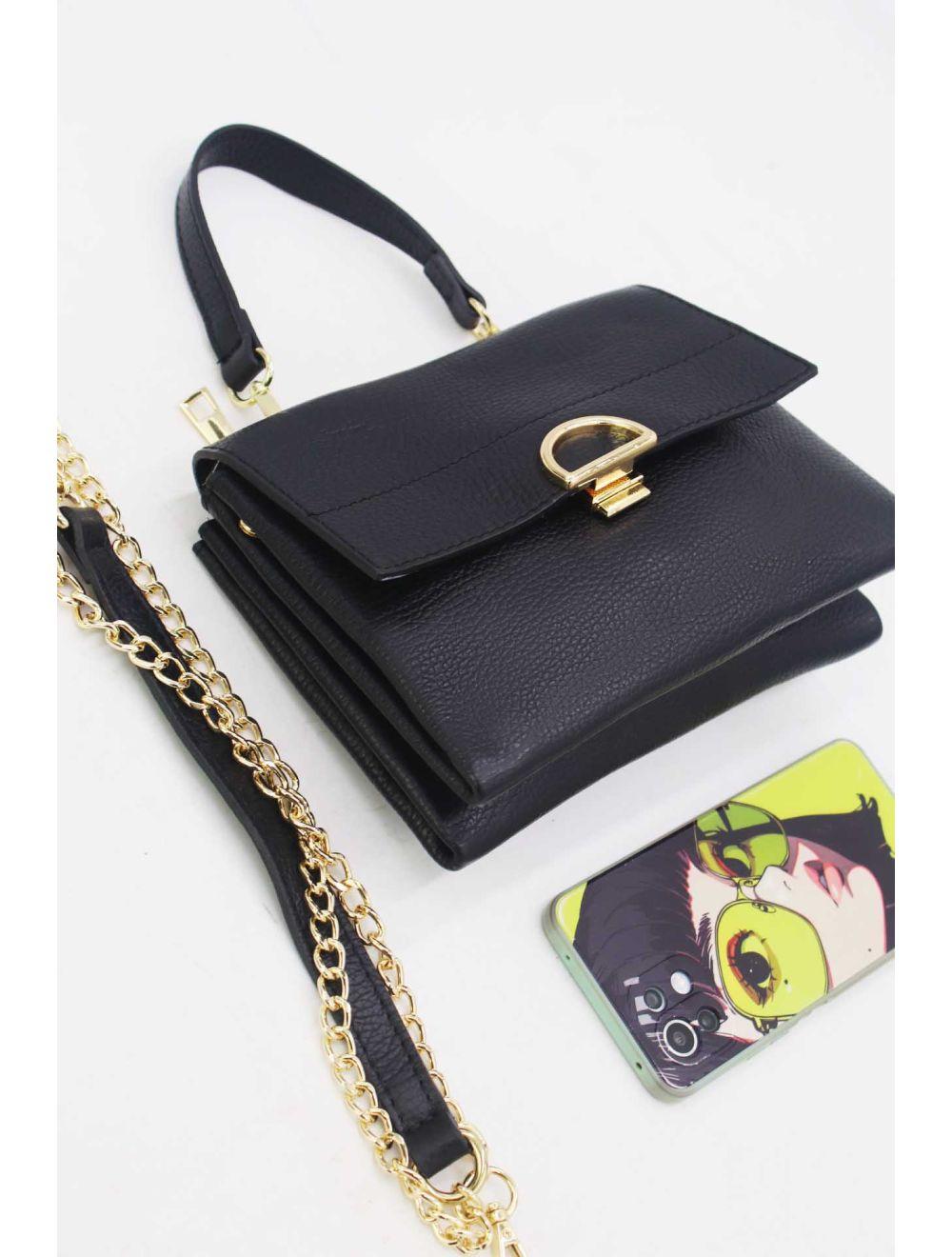 Tom&eva Sac Besace Croûte Cuir De Vachette Grainée 24C-911-Noir