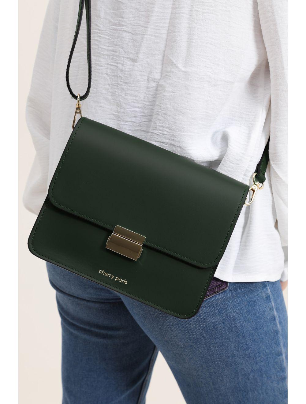 Tom&eva Sac Besace Croûte Cuir De Vachette Lisse 4074B MILENA-Vert