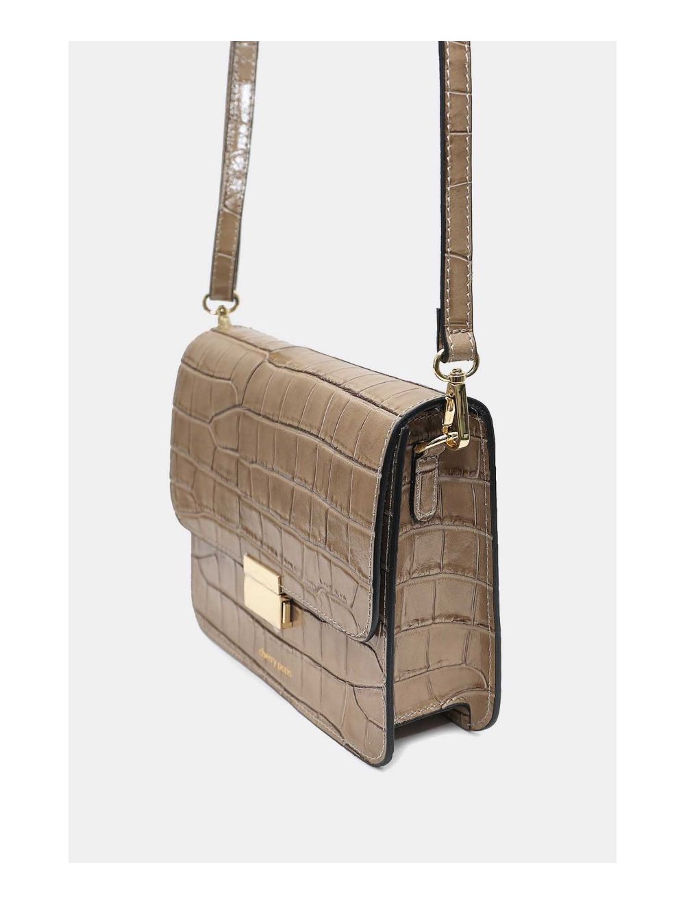 Tom&eva Sac Besace Croûte Cuir De Vachette Motif Croco 4074 MILENA CROCO-Taupe