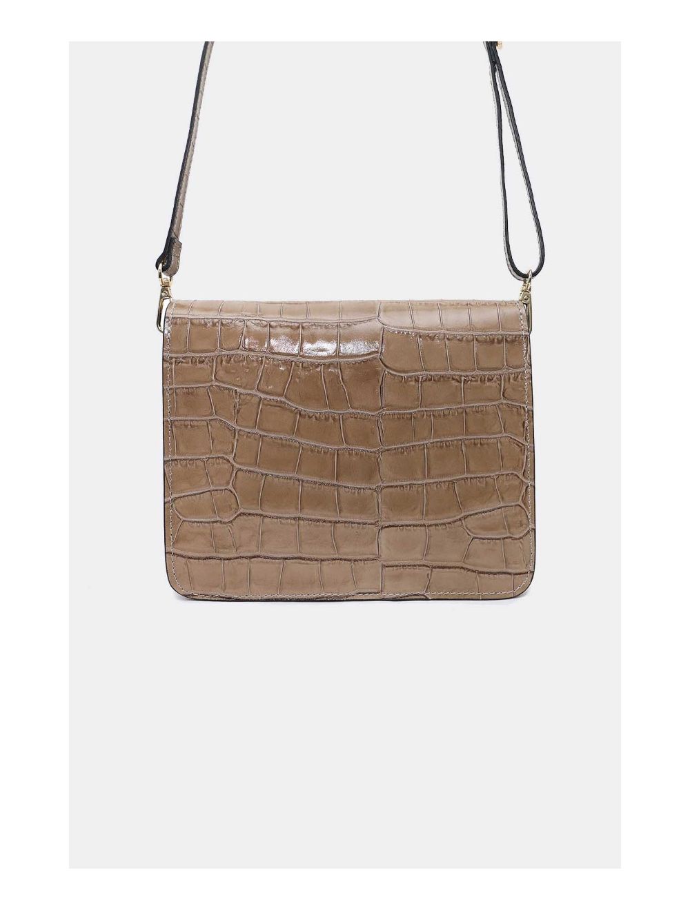 Tom&eva Sac Besace Croûte Cuir De Vachette Motif Croco 4074 MILENA CROCO-Taupe