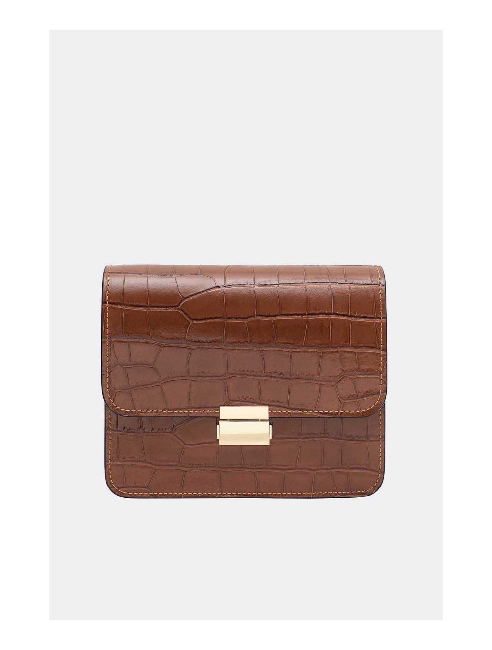 Tom&eva Sac Besace Croûte Cuir De Vachette Motif Croco 4074 MILENA CROCO-Camel
