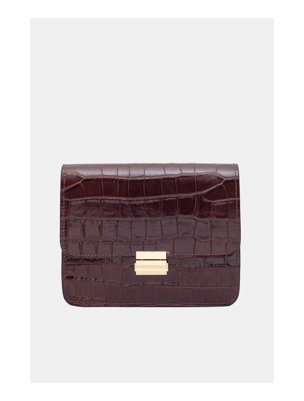 Tom&eva Sac Besace Croûte Cuir De Vachette Motif Croco 4074 MILENA CROCO-Marron