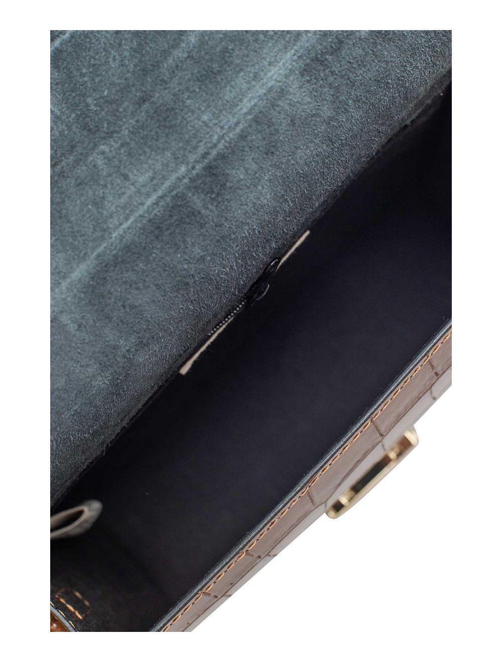 tom&eva Sac Besace Croûte Cuir de Vachette Motif Croco 4074 MILENA CROCO-Marron