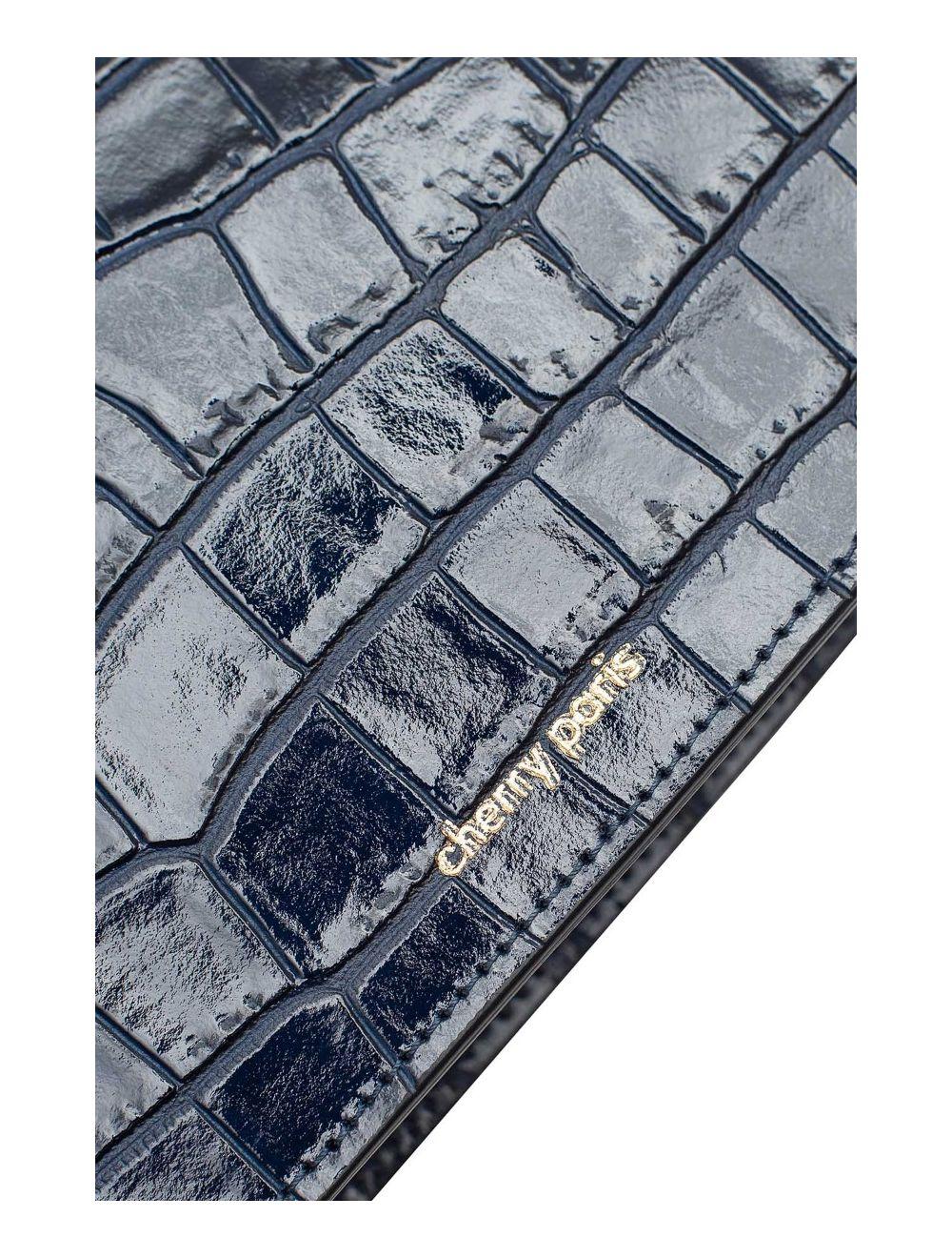 tom&eva Sac Besace Croûte Cuir de Vachette Motif Croco 4074 MILENA CROCO-Marine