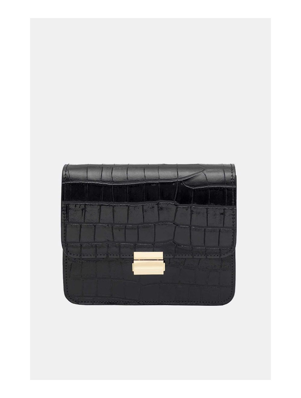 Tom&eva Sac Besace Croûte Cuir De Vachette Motif Croco 4074 MILENA CROCO-Noir