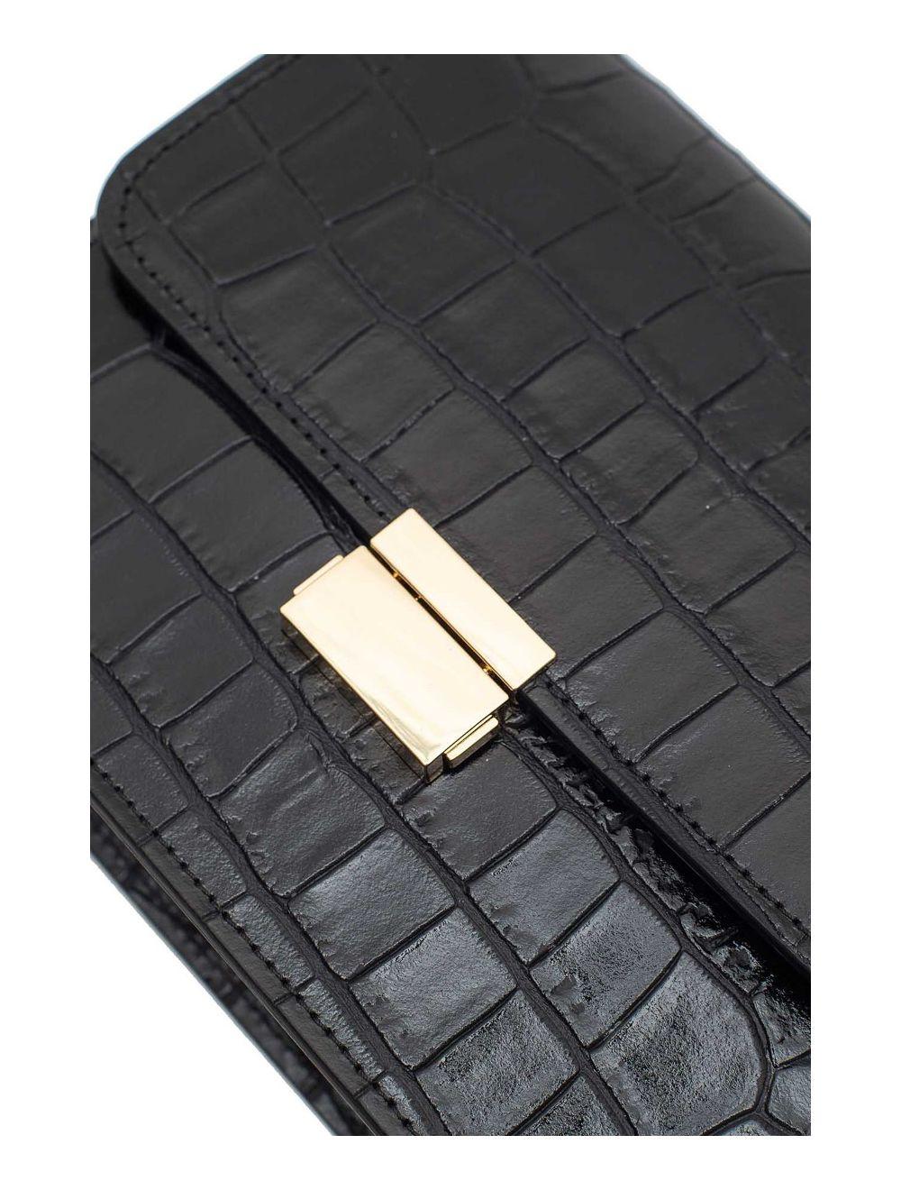 Tom&eva Sac Besace Croûte Cuir De Vachette Motif Croco 4074 MILENA CROCO-Noir