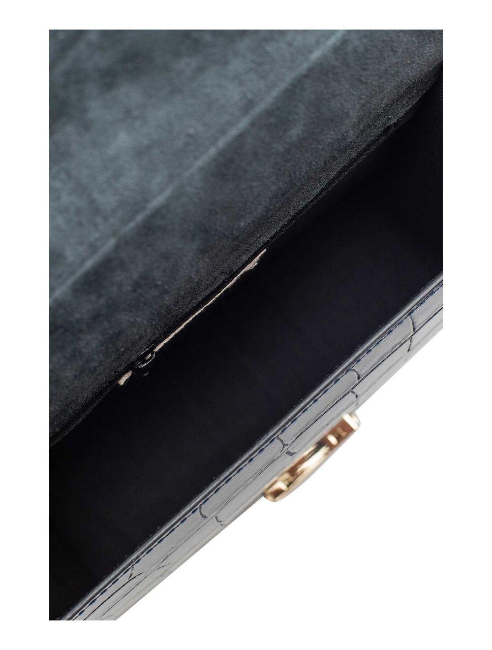 tom&eva Sac Besace Croûte Cuir de Vachette Motif Croco 4074 MILENA CROCO-Noir