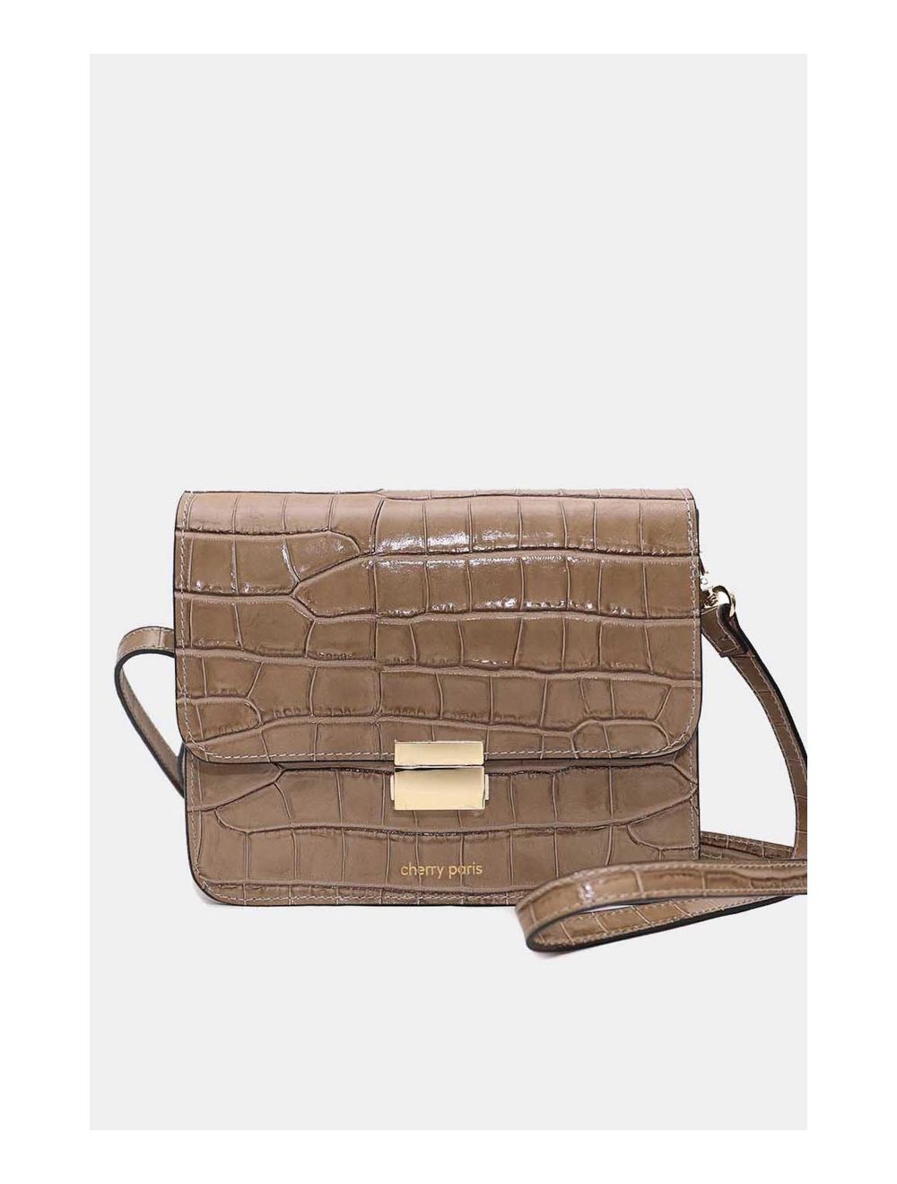 tom&eva Sac Besace Croûte Cuir de Vachette Motif Croco 4074 MILENA CROCO-Taupe