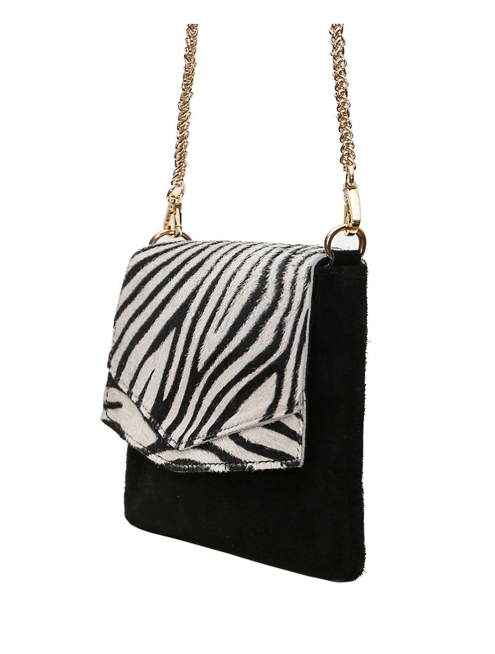 Tom&eva Sac Besace En Fourrure & Croûte De Cuir Vachette Suède-NINE 4019-ZEBRE