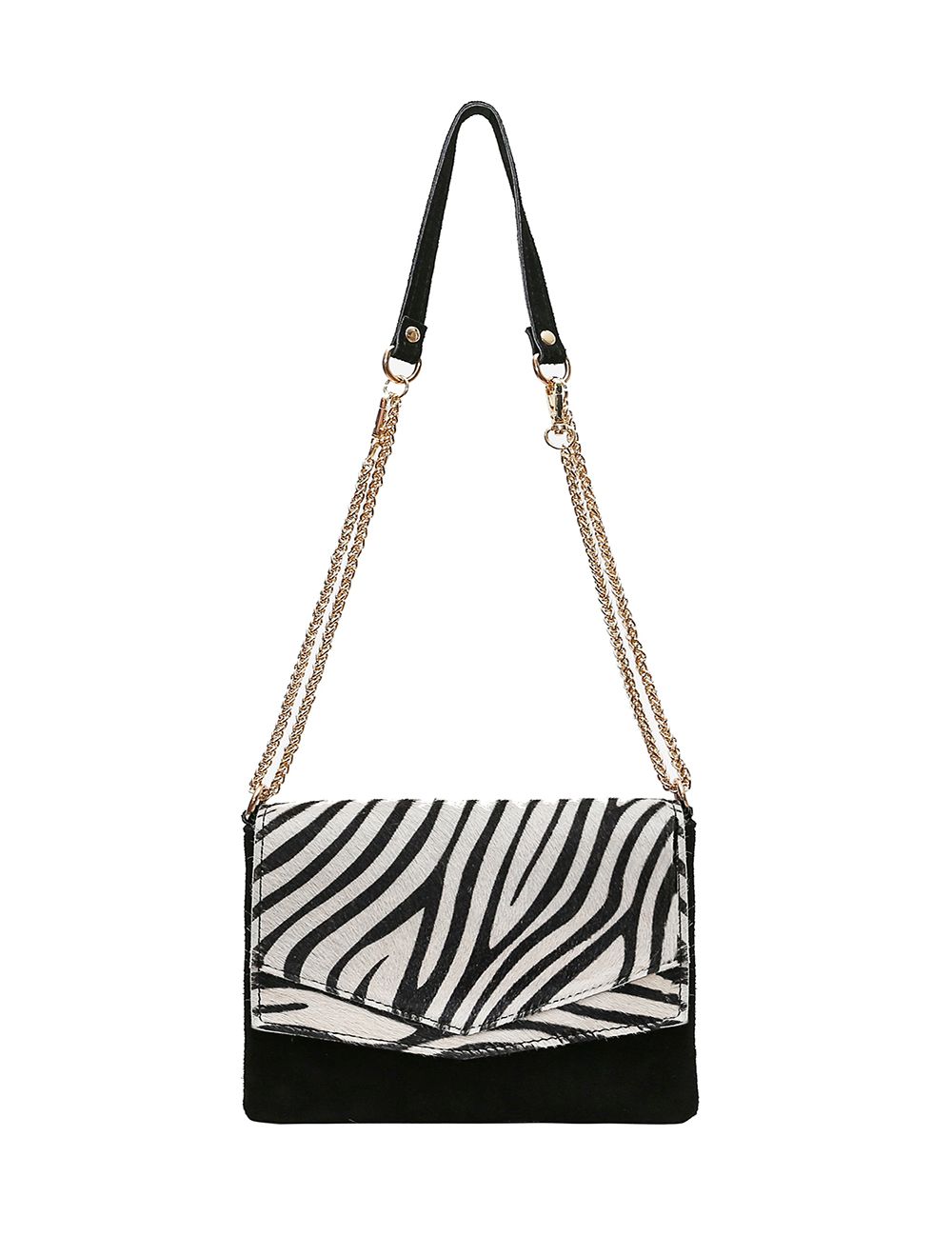 Tom&eva Sac Besace En Fourrure & Croûte De Cuir Vachette Suède-NINE 4019-ZEBRE