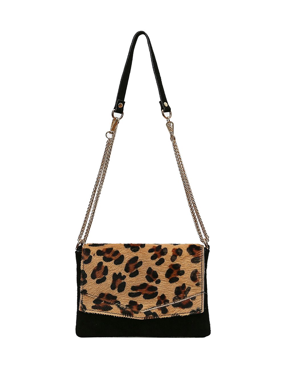 Tom&eva Sac Besace En Fourrure & Croûte De Cuir Vachette Suède-NINE 4019-GRAND LEOPARD