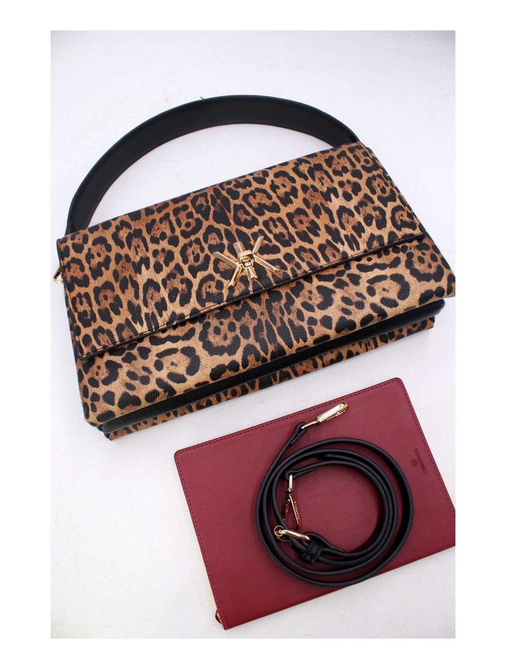 tom&eva Sac Besace Multi Compartiments 24B-6128-Léopard/Black