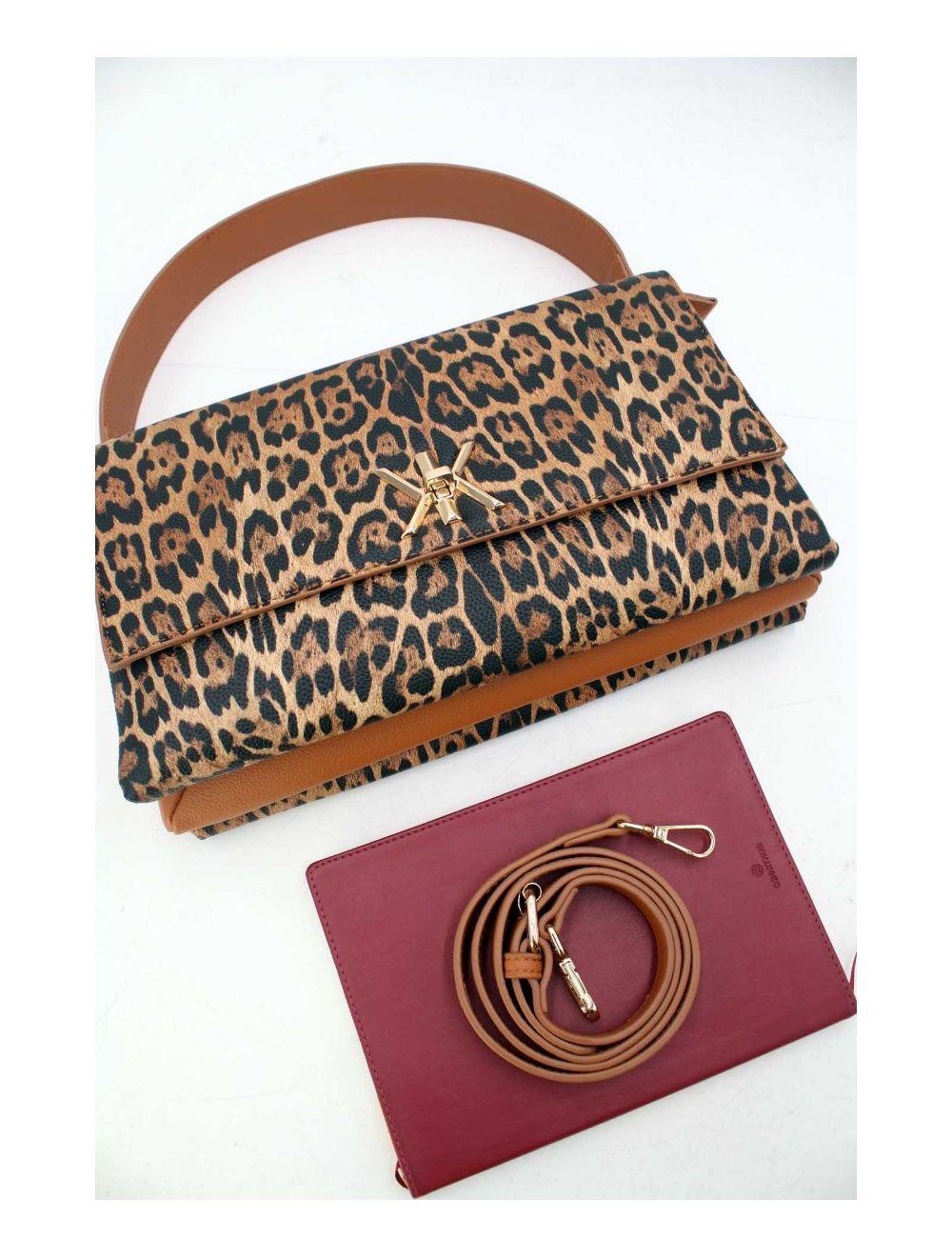 tom&eva Sac Besace Multi Compartiments 24B-6128-Léopard/Brown