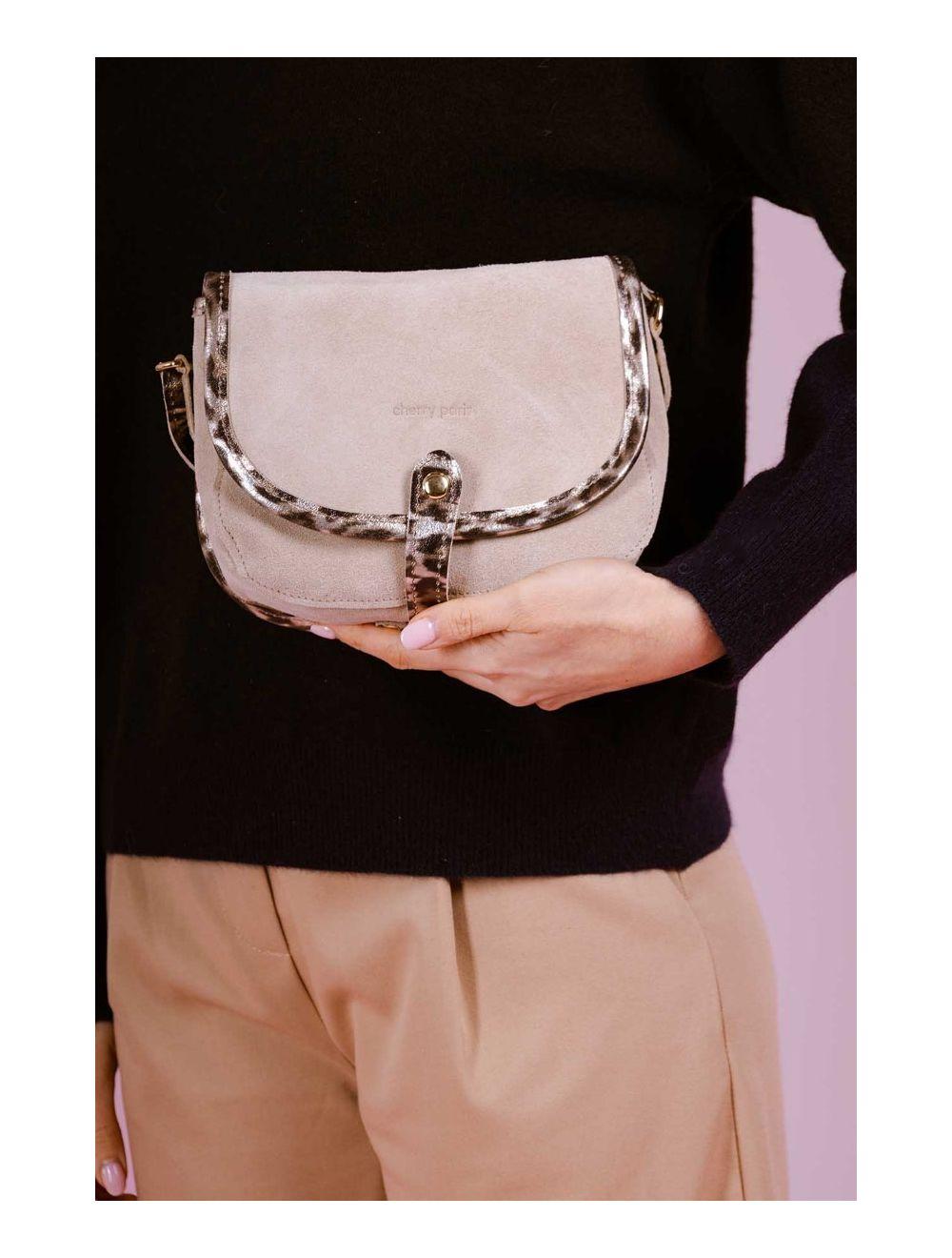 Tom&eva Sac Besace Porté Croisé En Croûte Cuir Vachette 4163 MEISSA SUEDE-Beige