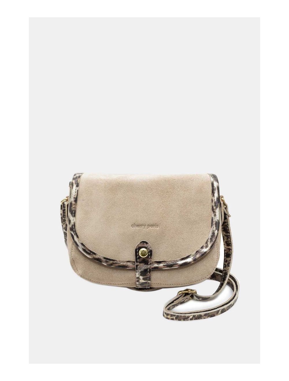 Tom&eva Sac Besace Porté Croisé En Croûte Cuir Vachette 4163 MEISSA SUEDE-Beige