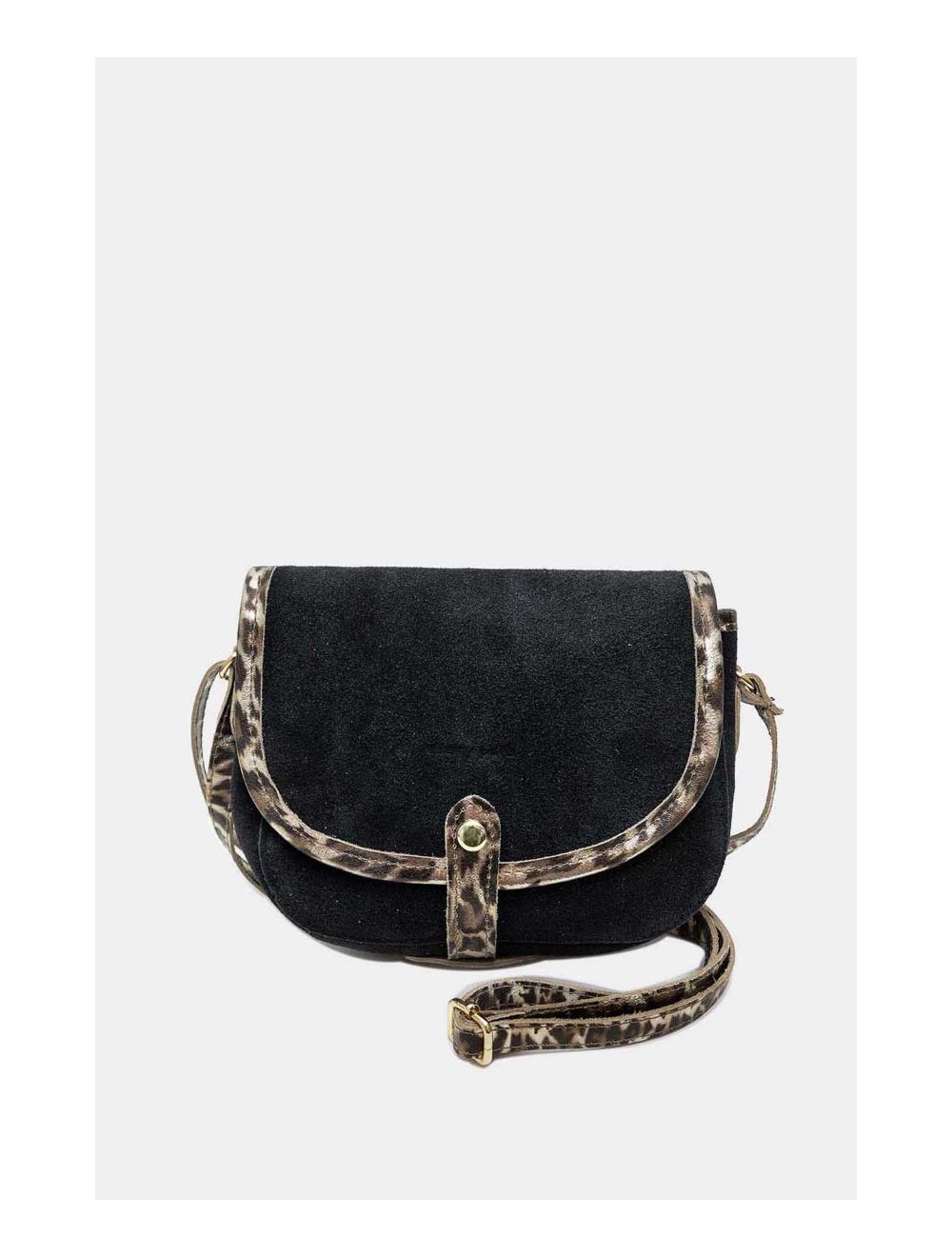 tom&eva Sac Besace Porté Croisé En Croûte Cuir Vachette 4163 MEISSA SUEDE-Noir