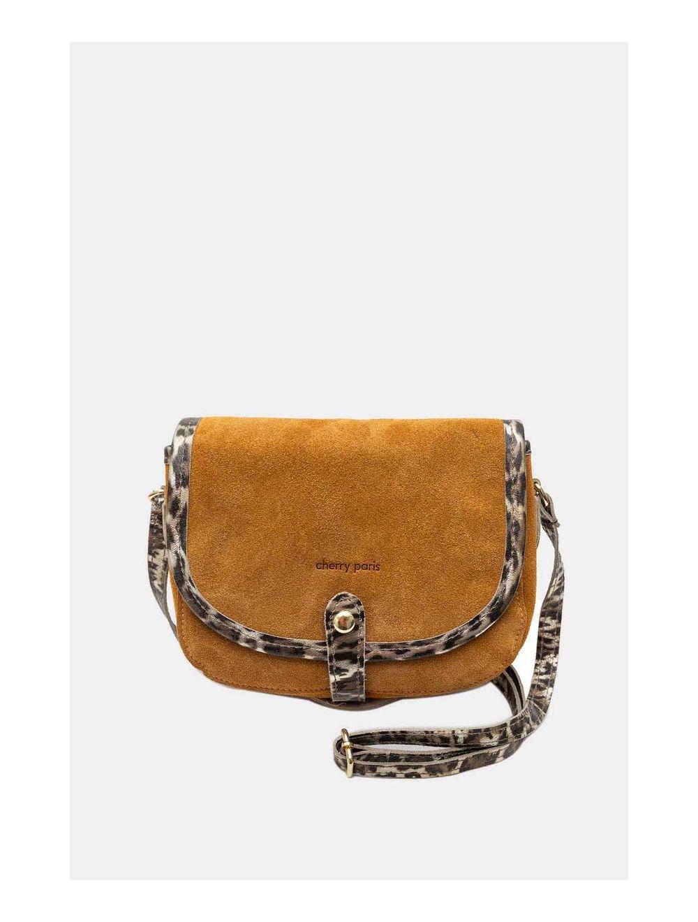 tom&eva Sac Besace Porté Croisé En Croûte Cuir Vachette 4163 MEISSA SUEDE-Camel