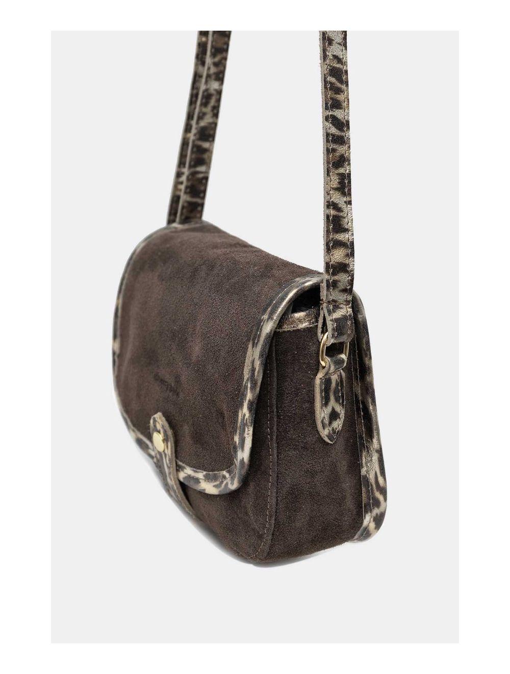 Tom&eva Sac Besace Porté Croisé En Croûte Cuir Vachette 4163 MEISSA SUEDE-Chocolet