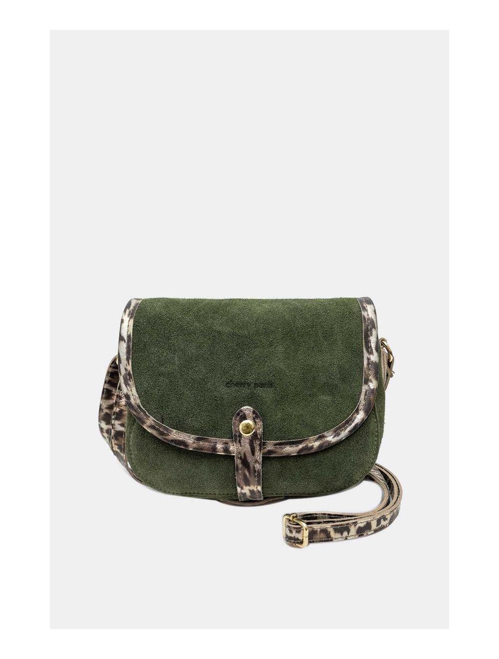 Tom&eva Sac Besace Porté Croisé En Croûte Cuir Vachette 4163 MEISSA SUEDE-Kaki