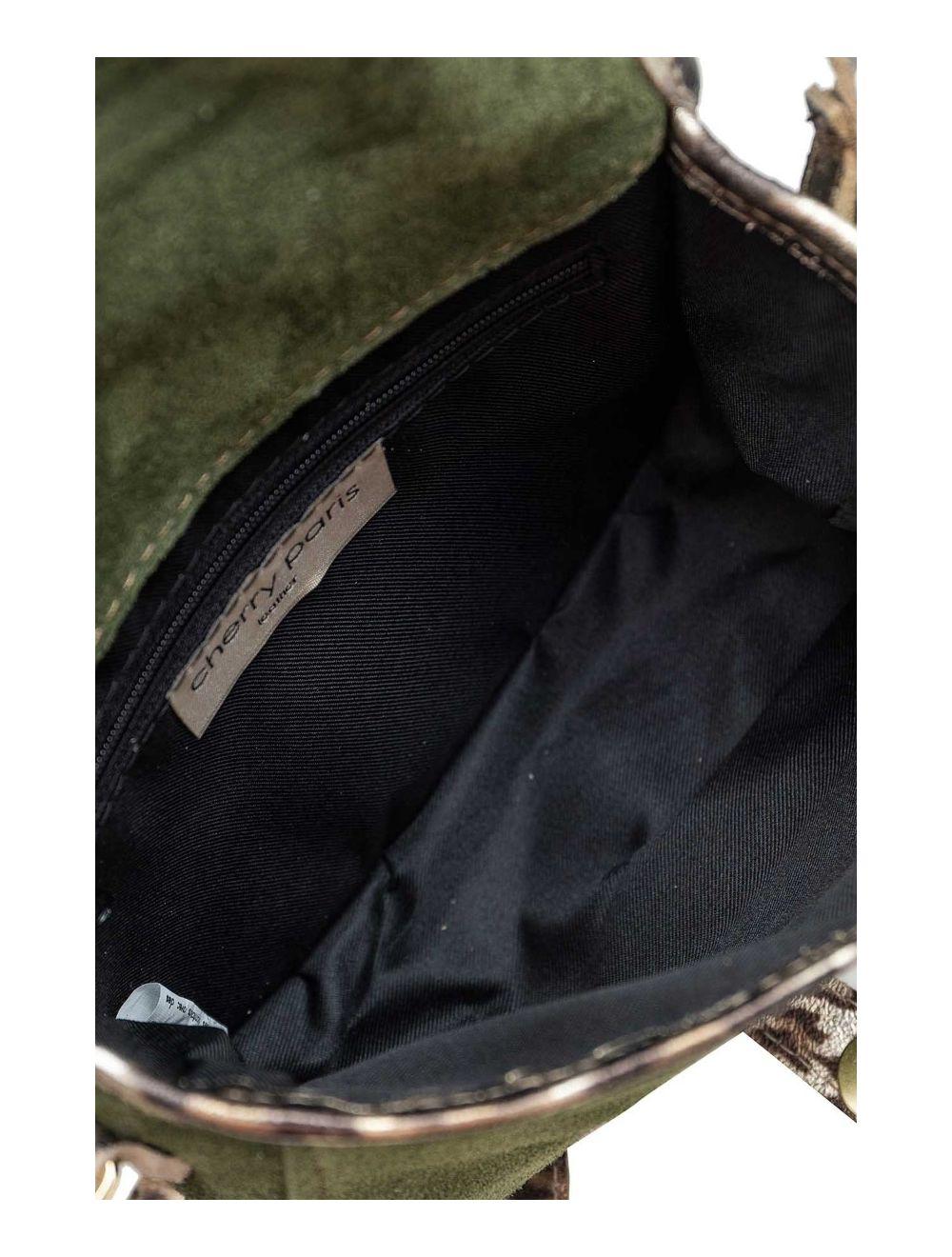 tom&eva Sac Besace Porté Croisé En Croûte Cuir Vachette 4163 MEISSA SUEDE-Kaki